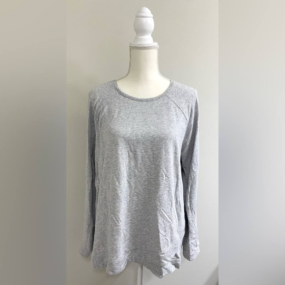 Pure Jill Womens XL Solid Gray Long Sleeve  Crewneck Sweatshirt Boho Streetwear